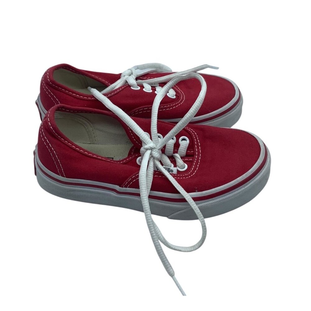 Vans Kids‎ Red Canvas Low-Top Sneakers US 12 Lace-Up Casual Shoes 721356